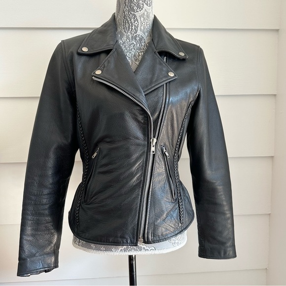 Vintage Black Leather Biker Jacket Soft Leather Insulated size Small - Picture 12 of 12